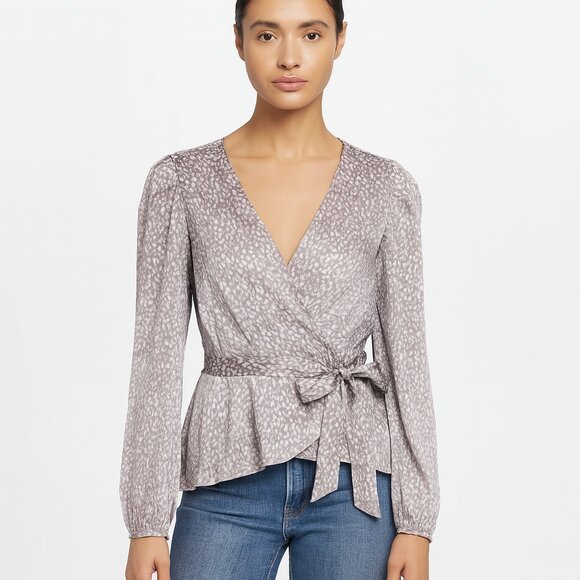 Express XS Satin Wrap Blouse Y2K 2010 Business Casual Party Style Top - Picture 1 of 4